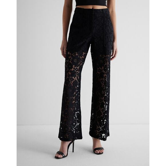 Express High Waisted Lace Trouser Pant 6 Short - Picture 1 of 6
